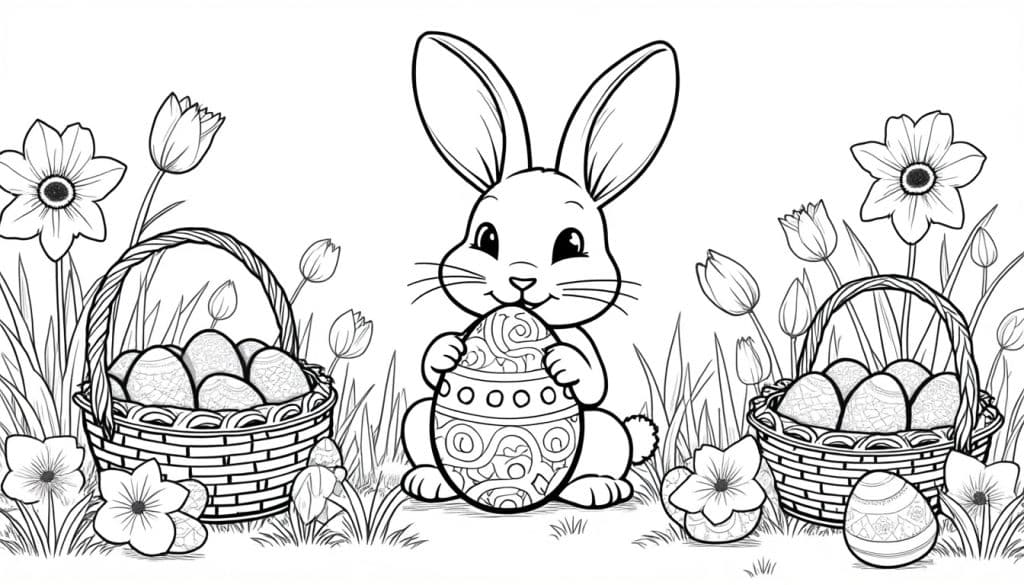 Coloriage Pâques à imprimer pdf : le modèle à remplir