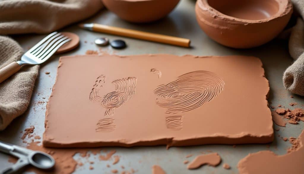 Empreintes et textures dans l&rsquo;argile : les outils du quotidien
