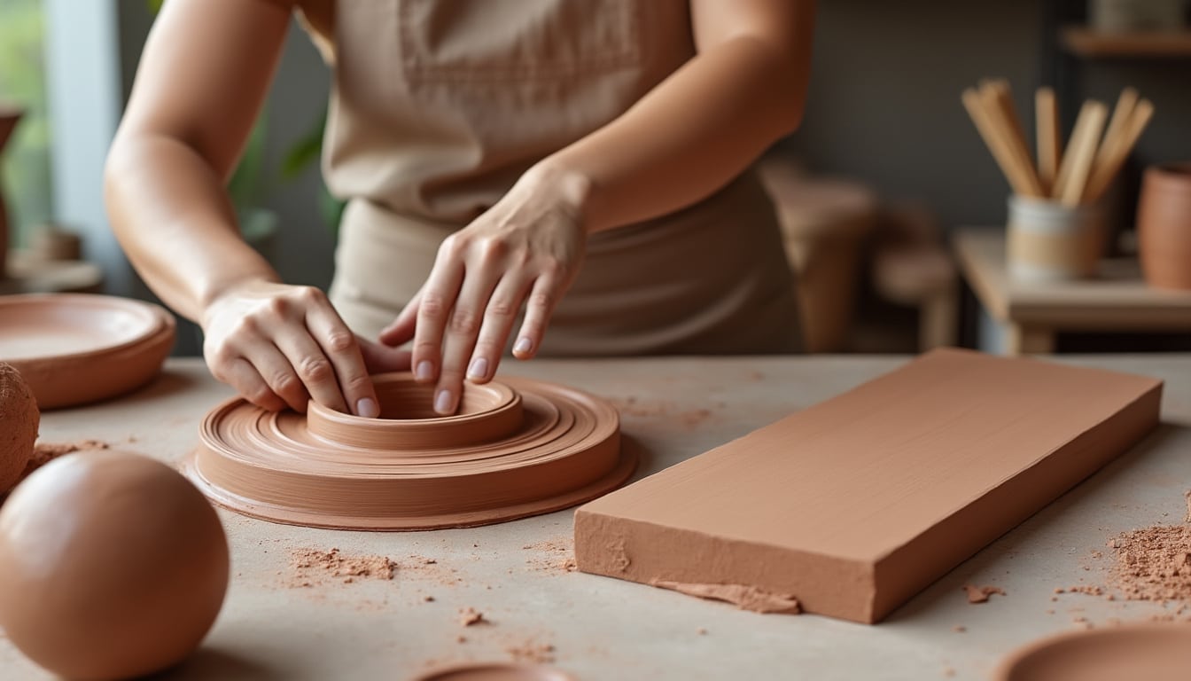 Premiers gestes du modelage : boule, colombin, plaque