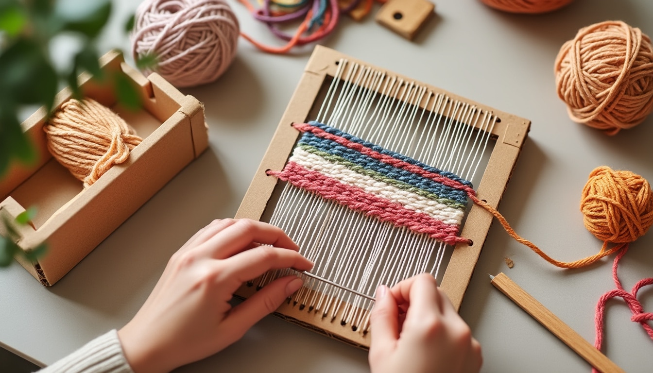 Tissage sur carton : un métier à tisser en dix minutes